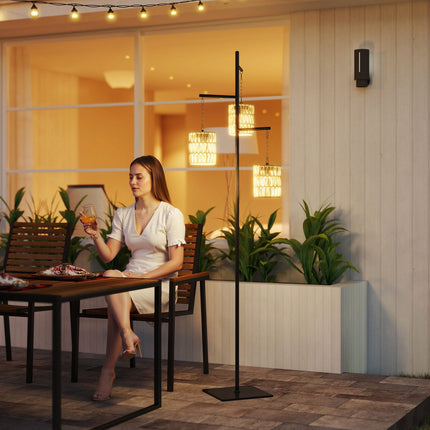 Rattan-Solar-Stehleuchte, Lichtsensor, IP44 wasserdicht