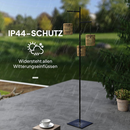 Rattan-Solar-Stehleuchte, Lichtsensor, IP44 wasserdicht