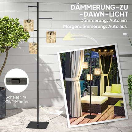 Rattan-Solar-Stehleuchte, Lichtsensor, IP44 wasserdicht