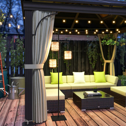 Rattan-Solar-Stehleuchte, Lichtsensor, IP44 wasserdicht