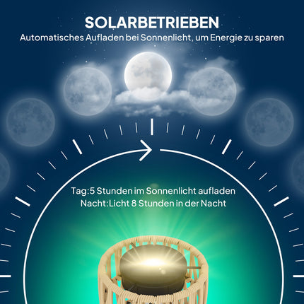 Rattan-Solar-Stehleuchte, Lichtsensor, IP44 wasserdicht