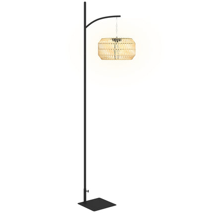 Boho Style Rattan Solar Floor Lamp, IP44 Waterproof