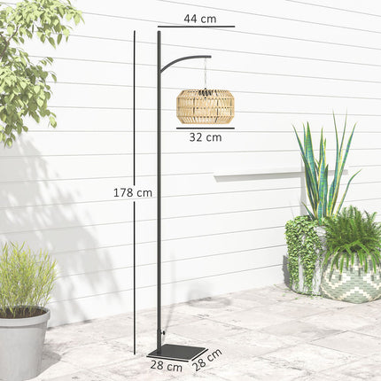 Boho Style Rattan Solar Floor Lamp, IP44 Waterproof