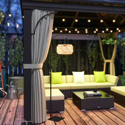 Boho Style Rattan Solar Floor Lamp, IP44 Waterproof