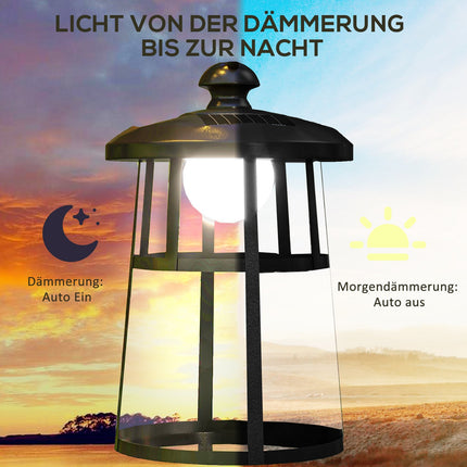 LED Solar Gartenlaterne, 122 cm, Kaltweißes Licht, Schwarz