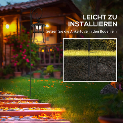 LED Solar Gartenlaterne, 122 cm, Kaltweißes Licht, Schwarz