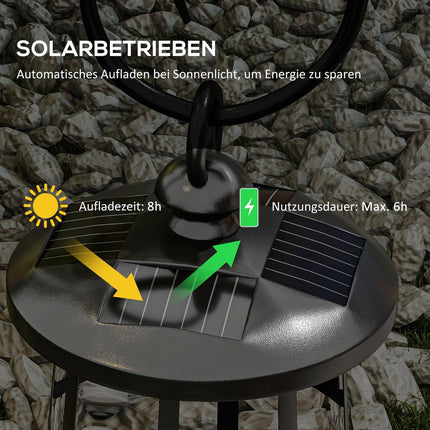 LED Solar Gartenlaterne, 122 cm, Kaltweißes Licht, Schwarz