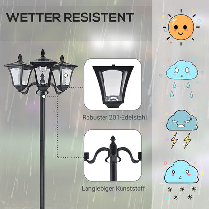 Solar-Gartenwegleuchte, 3-flammig, Edelstahl, LED