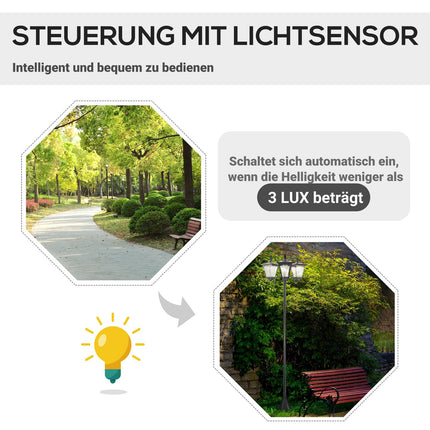 Solar-Gartenwegleuchte, 3-flammig, Edelstahl, LED