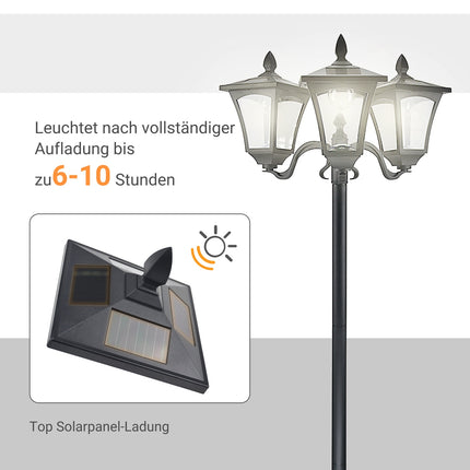 Solar-Gartenwegleuchte, 3-flammig, Edelstahl, LED