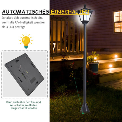 Solární cestové světlo s 10lumenovou LED, černá, 120cm