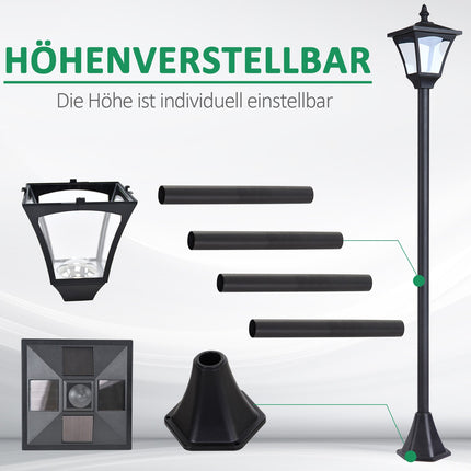 Solární cestové světlo s 10lumenovou LED, černá, 120cm
