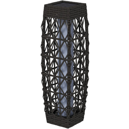 Solar LED garden lamp with rattan & light sensor, grey