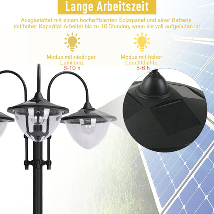 Solární zahradní světlo, 3ramenná lampa s podstavcem květináče