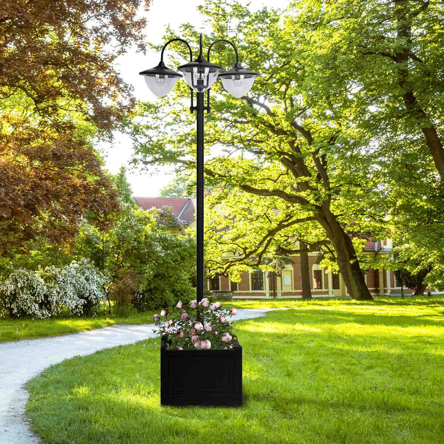 Solar-Gartenleuchte, 3-flammige Lampe mit Blumentopfsockel