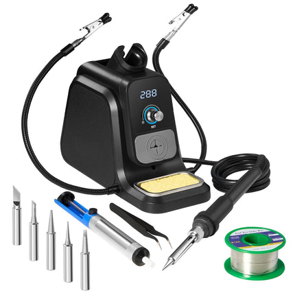 Soldering Iron Station 80W, Digital Display, 5 Tips, 2 Helping Hands