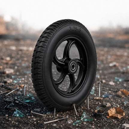 Solid Rubber Wheelbarrow Wheels, 3.25-8, Set of 2