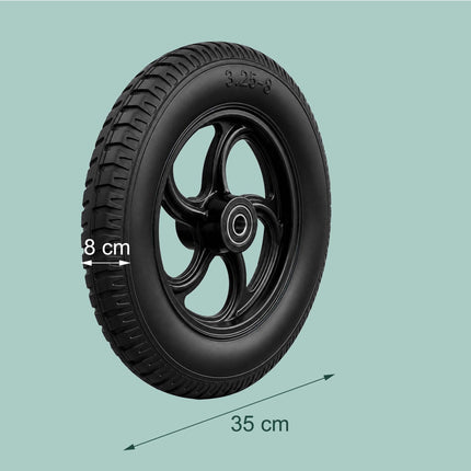 Solid Rubber Wheelbarrow Wheels, 3.25-8, Set of 2