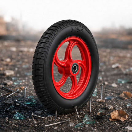 Solid Rubber Wheelbarrow Wheels, 3.25-8, Set of 2