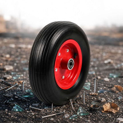 Solid Rubber Wheelbarrow Wheels, 4.00-6, Set of 2