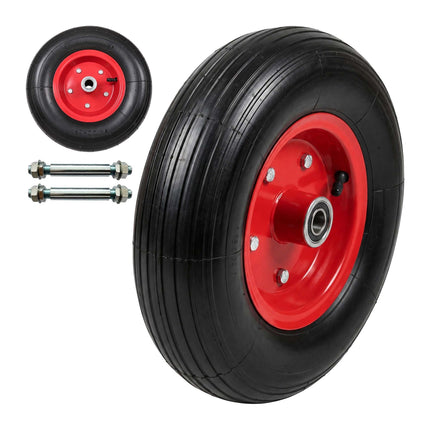 Solid Rubber Wheelbarrow Wheels, 4.00-6, Set of 2