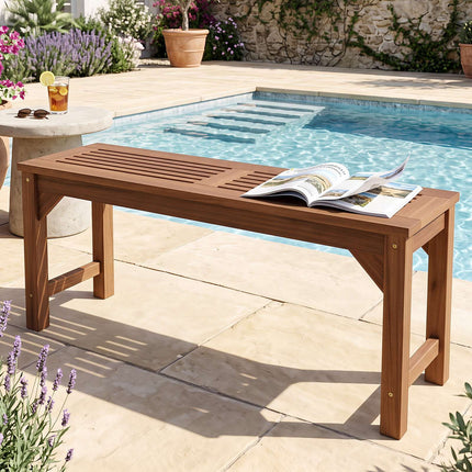 Solid Wood 2-Seater Garden Bench, Weatherproof, 100x30.5 cm