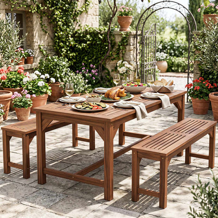 Solid Wood 2-Seater Garden Bench, Weatherproof, 100x30.5 cm