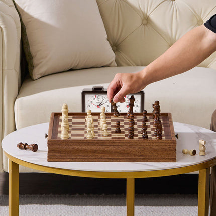Solid Wood Chess Set 15-Inch, 2-in-1 with Drawer