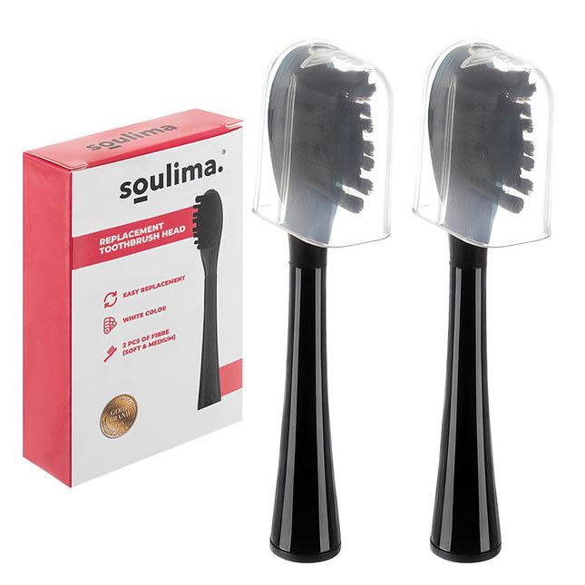 Sonic Toothbrush Heads, Black, 2 Pack, Soft & Medium