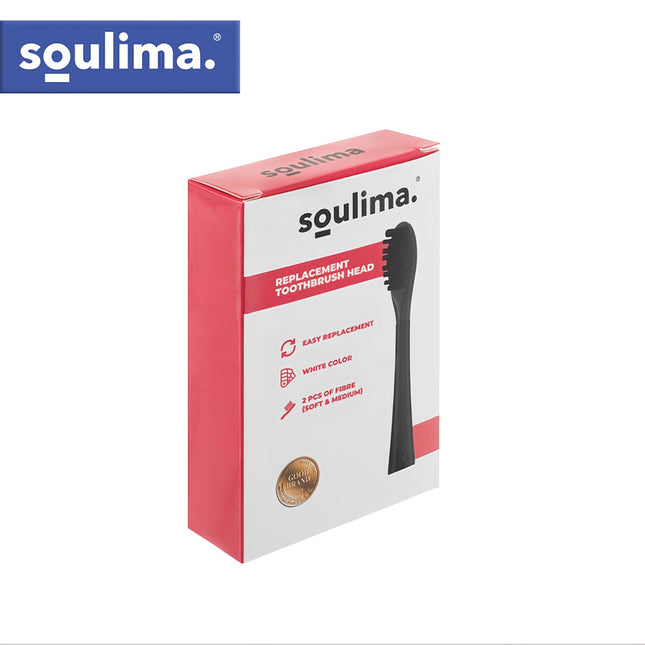 Sonic Toothbrush Heads, Black, 2 Pack, Soft & Medium