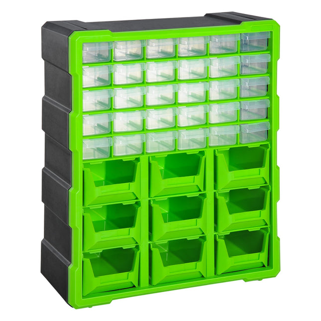 Úložný box na drobné součástky, 39 přihrádek, zelená