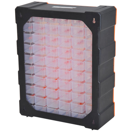 Storage box for small parts, 60 compartments, orange, L38xW16xH47.5cm