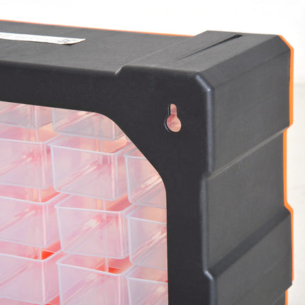 Storage box for small parts, 60 compartments, orange, L38xW16xH47.5cm
