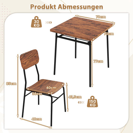 Space-Saving Dining Set with Storage Shelf and 2 Chairs