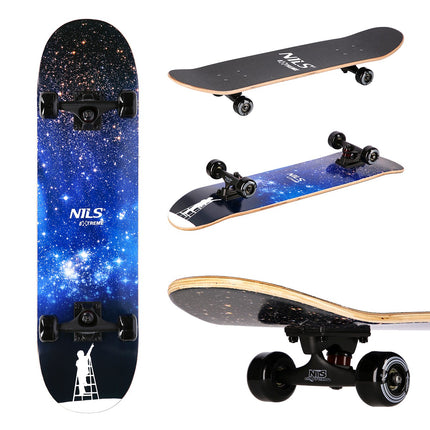 Space Star Skateboard, 31"" Deck, Double Kick