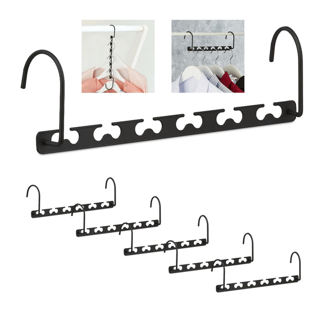 Space-saving hangers, 6 pcs, black