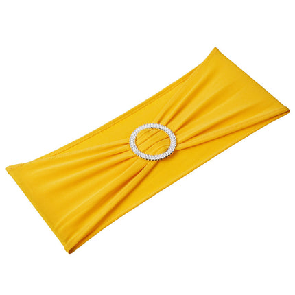 Spandex Chair Sashes With Round Buckle, 50 Pack, Gold
