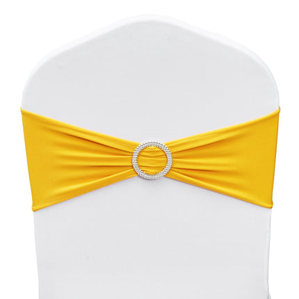 Spandex Chair Sashes With Round Buckle, 50 Pack, Gold