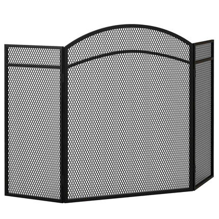 Fireplace Spark Guard, Foldable Metal Screen, 96 x 60 cm