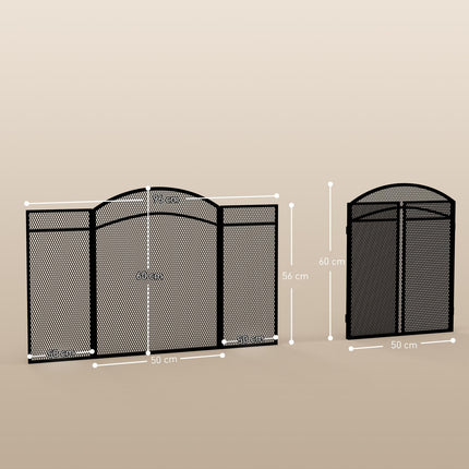 Fireplace Spark Guard, Foldable Metal Screen, 96 x 60 cm