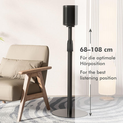 Speaker Floor Stand, Adjustable Height 682-1068 mm, Black