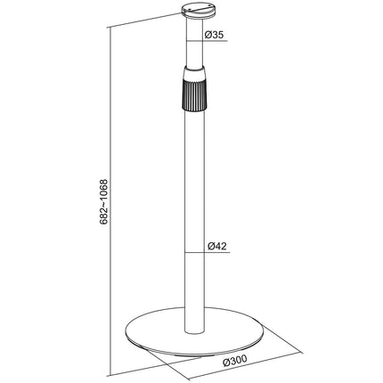 Speaker Floor Stand, Adjustable Height 682-1068 mm, Black