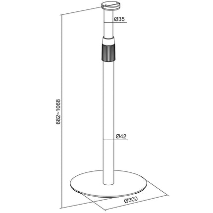 Speaker Floor Stand, Adjustable Height, White