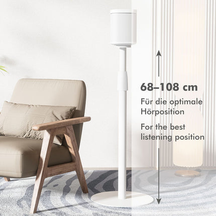Speaker Floor Stand, Adjustable Height, White