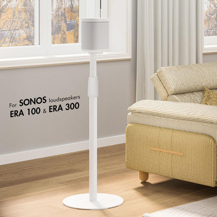 Speaker Floor Stand, Adjustable Height, White