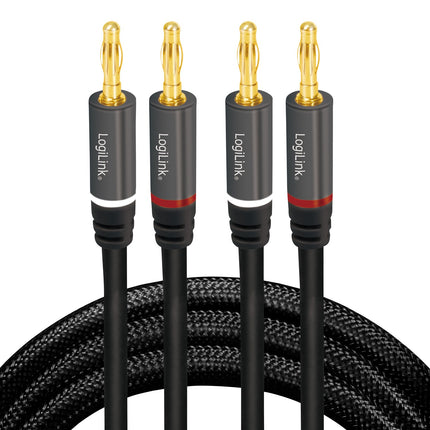 Reproduktorový kabel 2x2.5 mm² s banánky černý 5 metrů