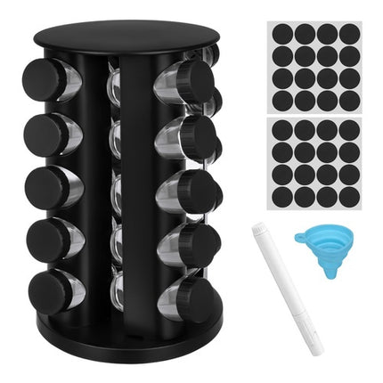 Spice Container Set with 20 Glass Jars & Rotating Rack