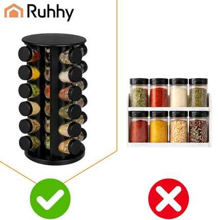 Spice Container Set with 20 Glass Jars & Rotating Rack