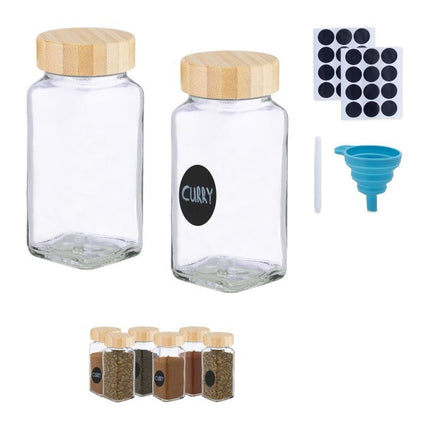 Spice jar set with bamboo lid