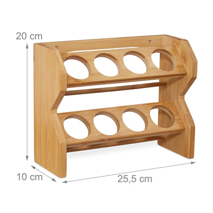 Spice rack in bamboo, 8 spice jars